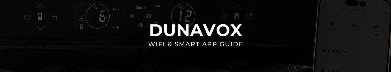 Vinotéka DUNAVOX WiFi ovládaná z aplikace v chytrém telefonu